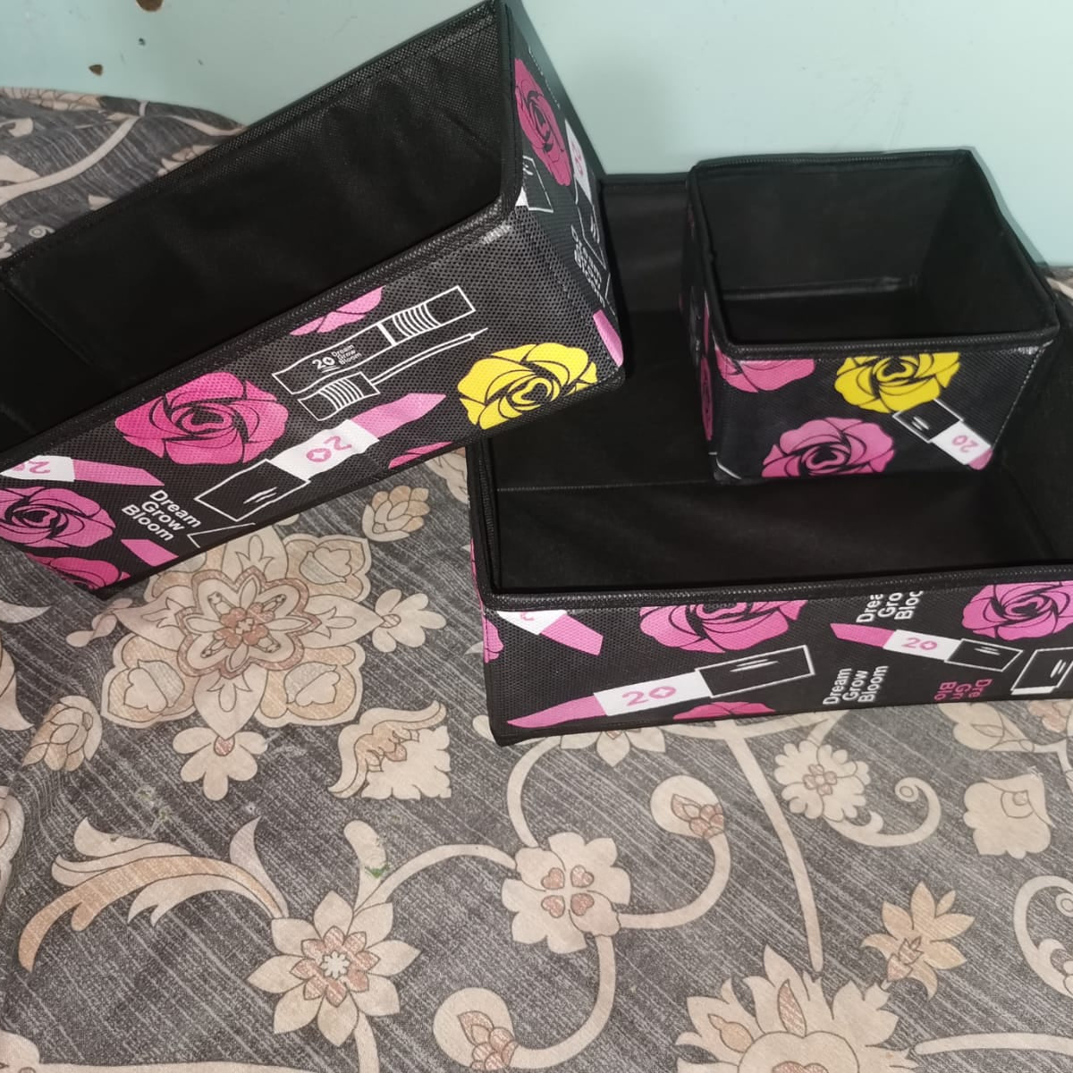 Storage Box Organizer Set of 3 for Wardrobe &amp; Dressers, Fabric Boxes, Foldable, Drawer Organizer, Drawer Box, Laundry Sorting