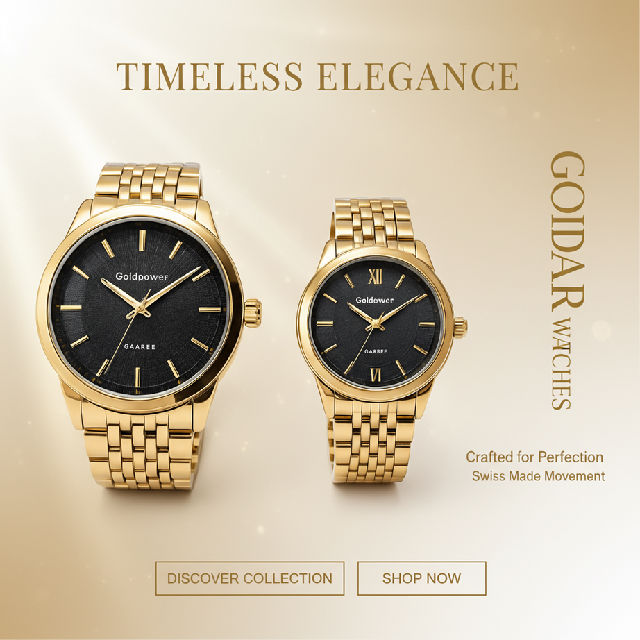 LuxeBond Gold-Black – Couple Watches Set
