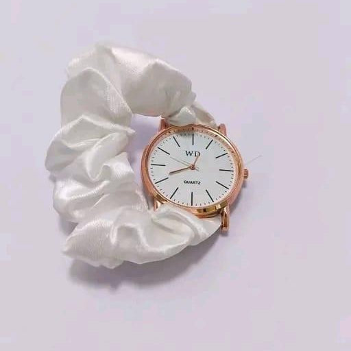 Women’s Pack of 2 Scrunchie Strap Quartz Watch Random colours