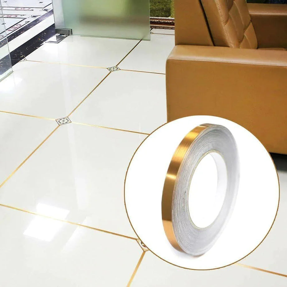 Self-Adhesive Sealing Tile Sticking Golden Decoration Tape For Home Floor Tiles and Wall Décor