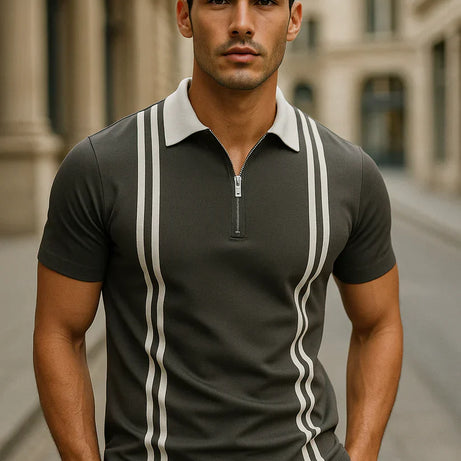 Grey Polo with Stripes