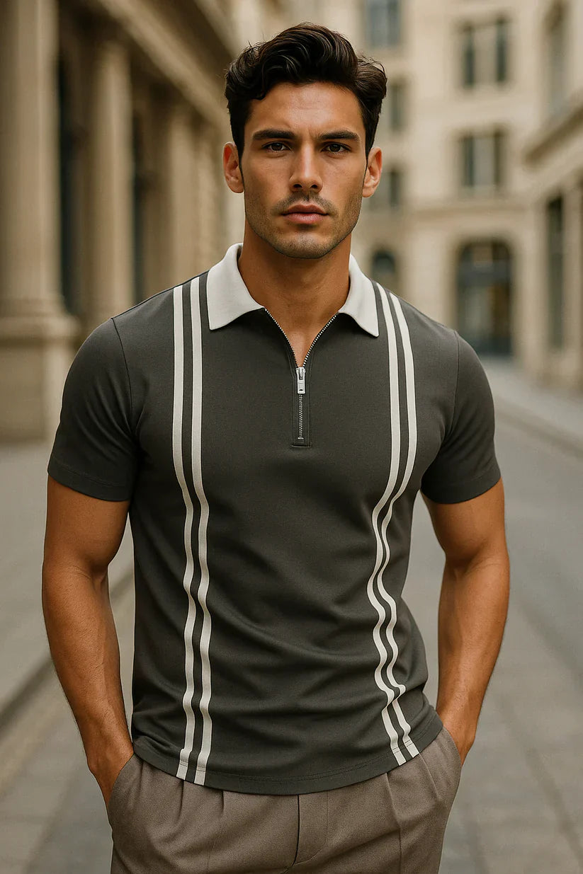 Grey Polo with Stripes