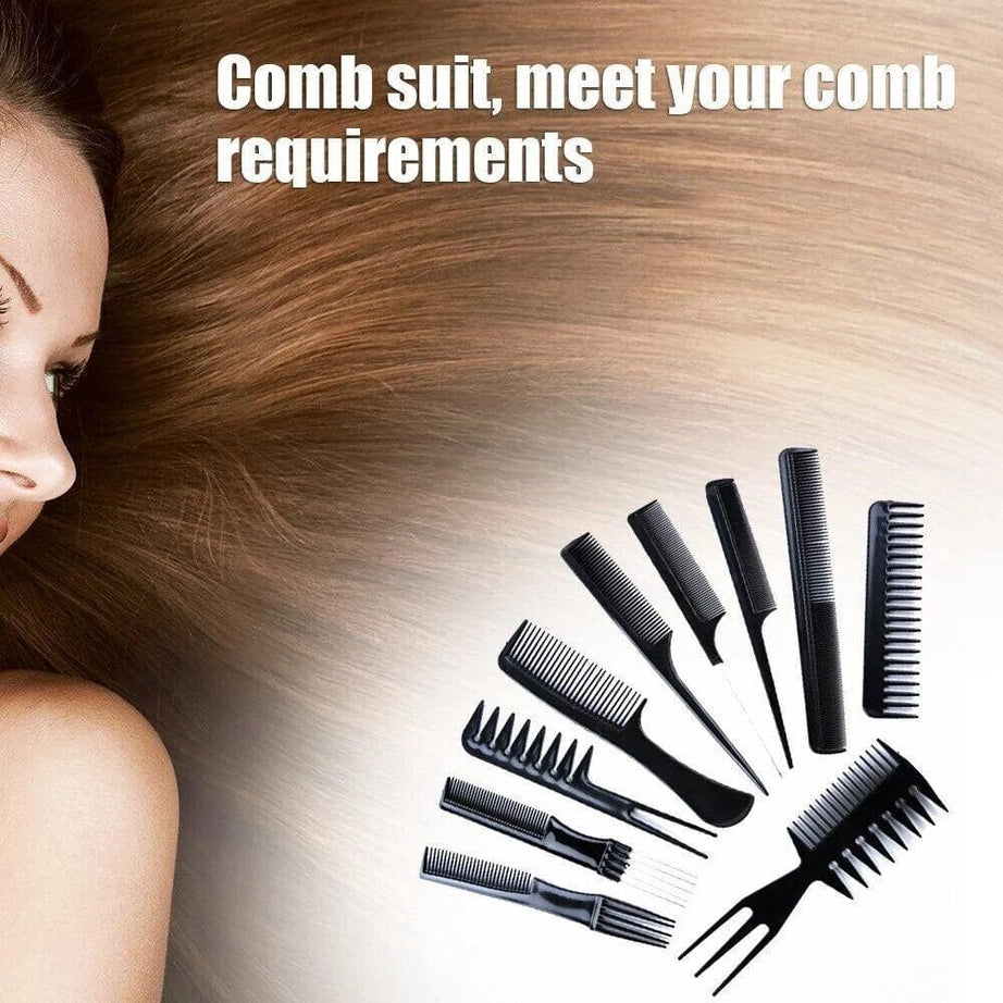 Set of 10 Pcs Anti Static Professional Hair Brush For Kids Hairstyle Comb Set