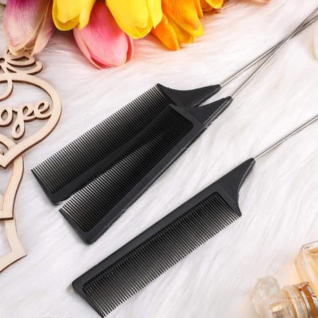 2PC Fine Teeth Tail Comb in Black
