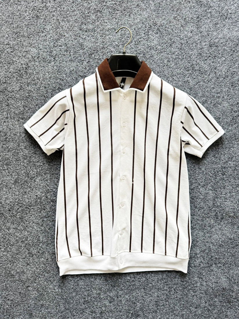 Contrast Collar Button Down Polo for Men – WHITE