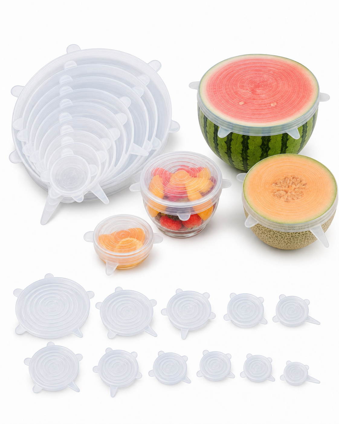 12 Pcs Covers Stretchable Silicone Food Lids for Reusable Seal