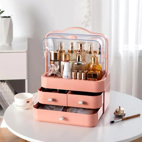 Acrylic Double Sided Door Women Makeup Cosmetic Storage Organizer with Box