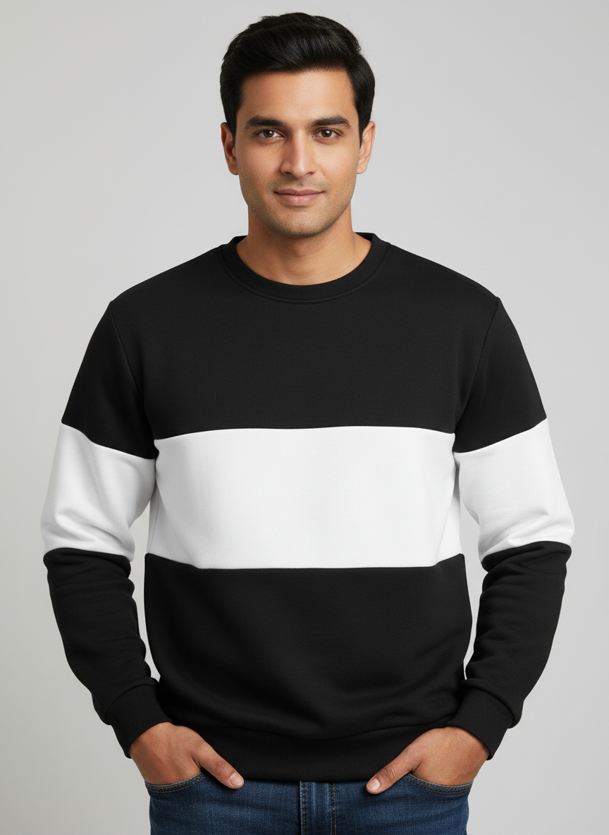 Zebra Black and White Block Sweatshirt