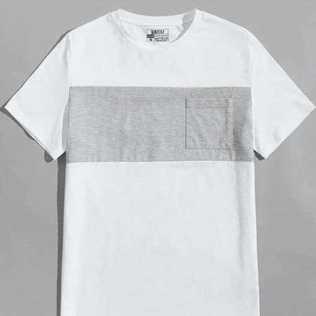 Grey White Colorblock T-Shirt
