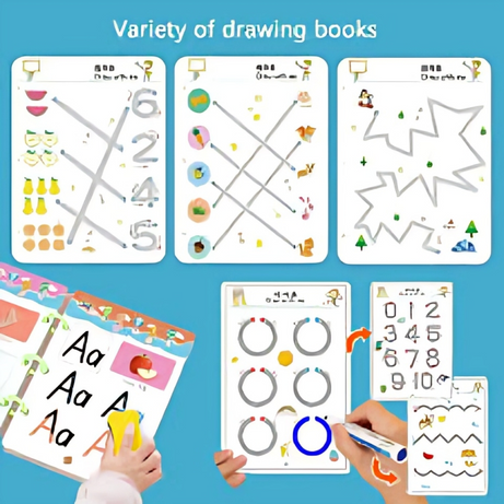 Stroke Line Dot To Dot Toddler Erasable Paper Training Book Pen Control For Kids