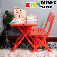 Plastic Foldable Chair and Table For Kid Use In Home and Outdoor