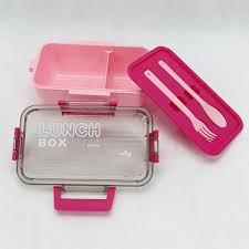 Plastic Kendy 2 Portion Tiffin and Lunch Box with Spoon and Fork with Box for Kids
