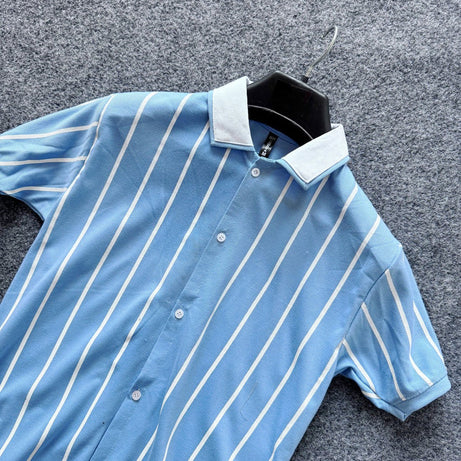 Contrast Collar Button Down Polo for Men