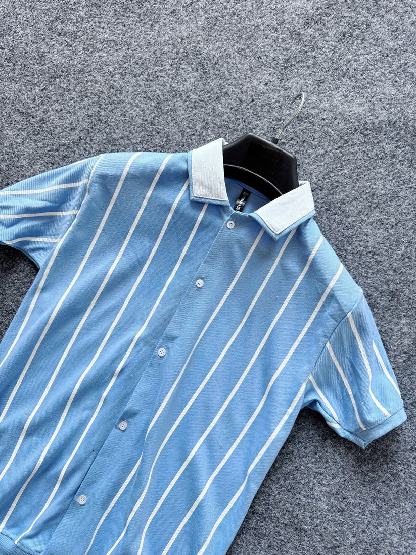 Contrast Collar Button Down Polo for Men