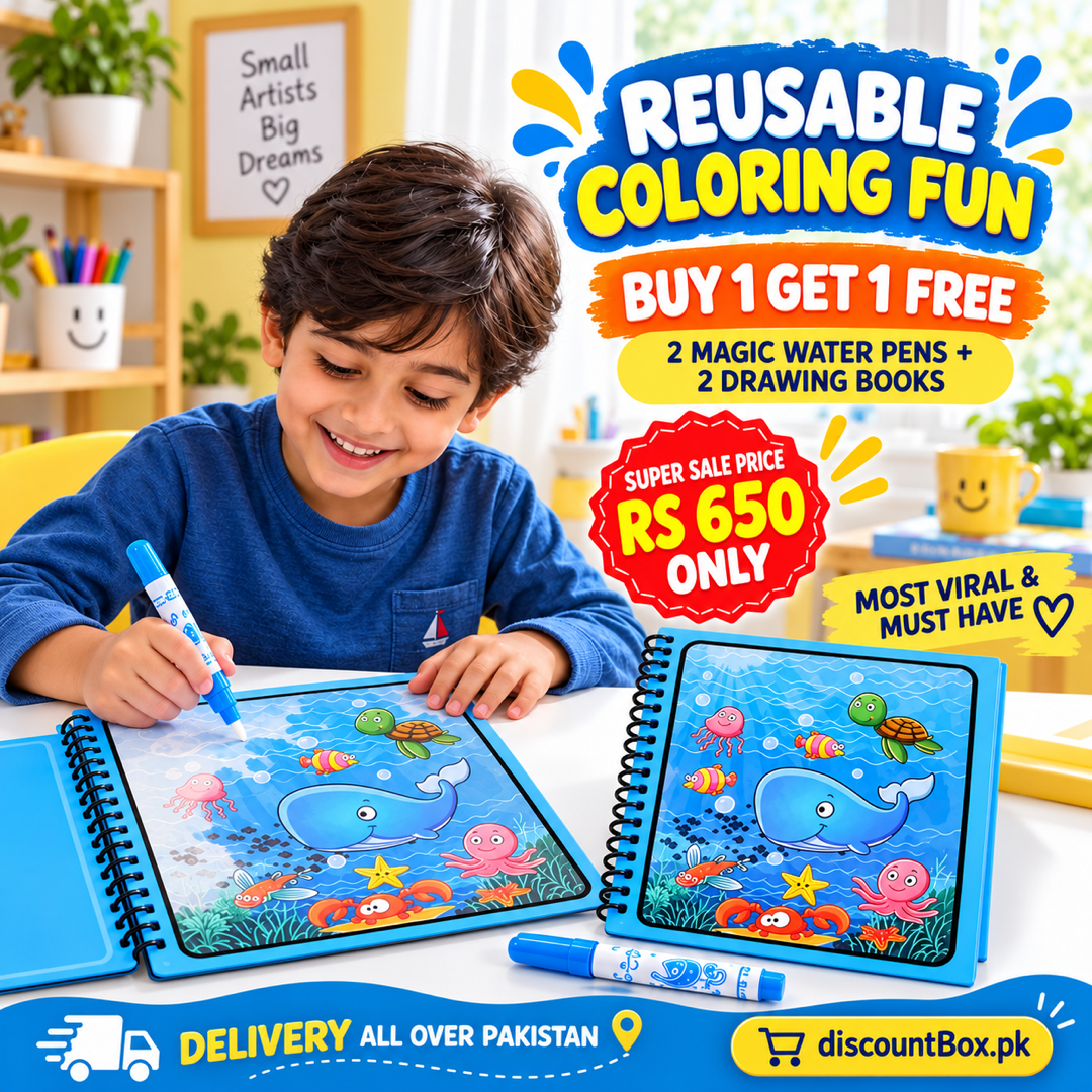 2 Magic Water Coloring Pens and 2 Drawing Reusable Books