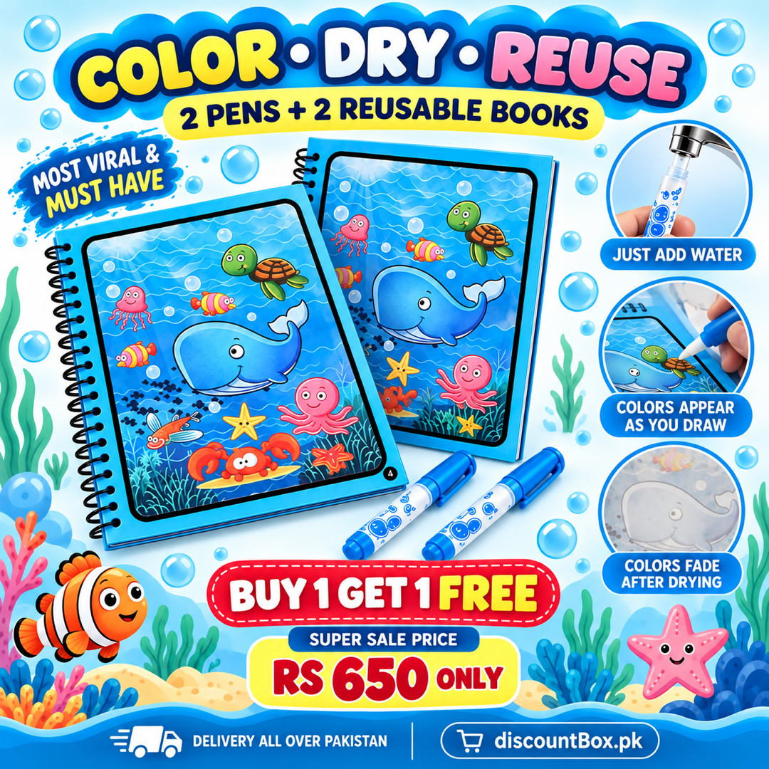 2 Magic Water Coloring Pens and 2 Drawing Reusable Books