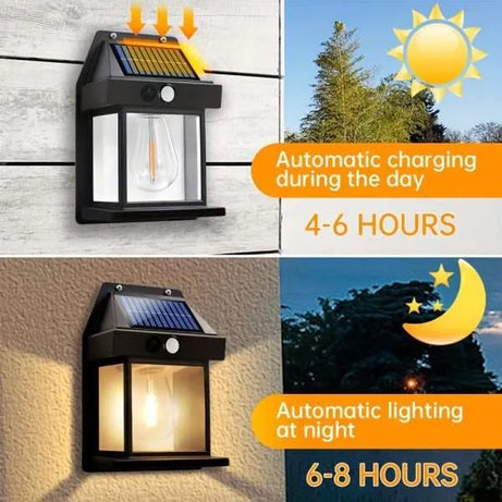 Solar Tungsten Wireless Outdoor Led Wall Light With Human Sensor Bulb Waterproof Garden Landscape Villa Courtyard Decor Night Light