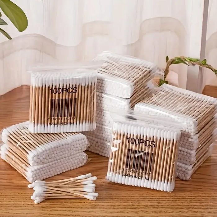 100pcs Wooden Stick Cotton Buds