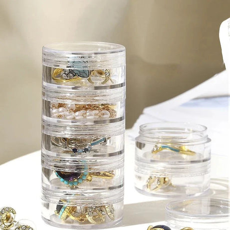 Buy 1 Get 1 Free 5 Layer Acrylic Mini Round Jewelry Storage Box for Beads Buttons Crafts Small Item