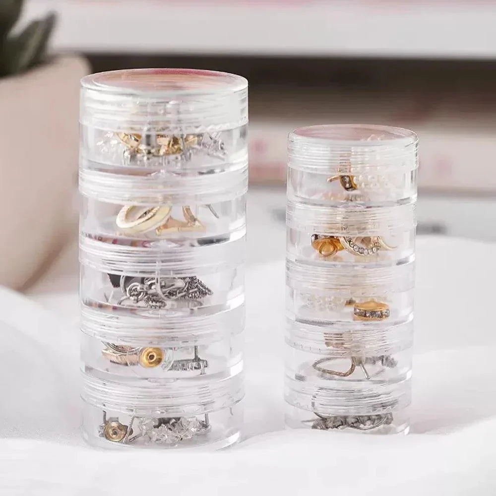 Buy 1 Get 1 Free 5 Layer Acrylic Mini Round Jewelry Storage Box for Beads Buttons Crafts Small Item