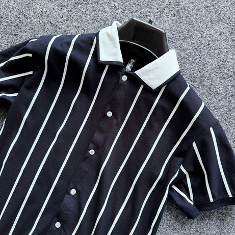 Contrast Collar Button Down Polo for Men – BLUE