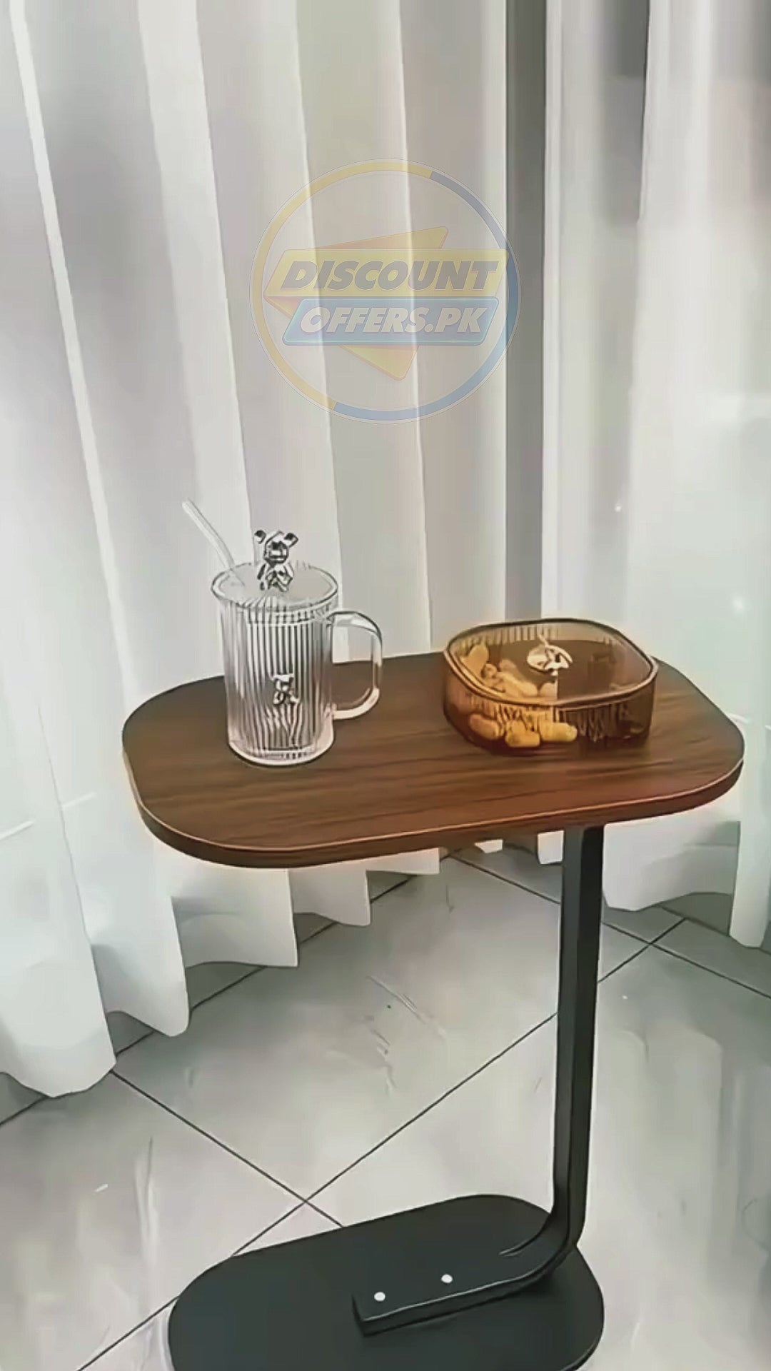 Oval C-Shaped Sofa Side Table