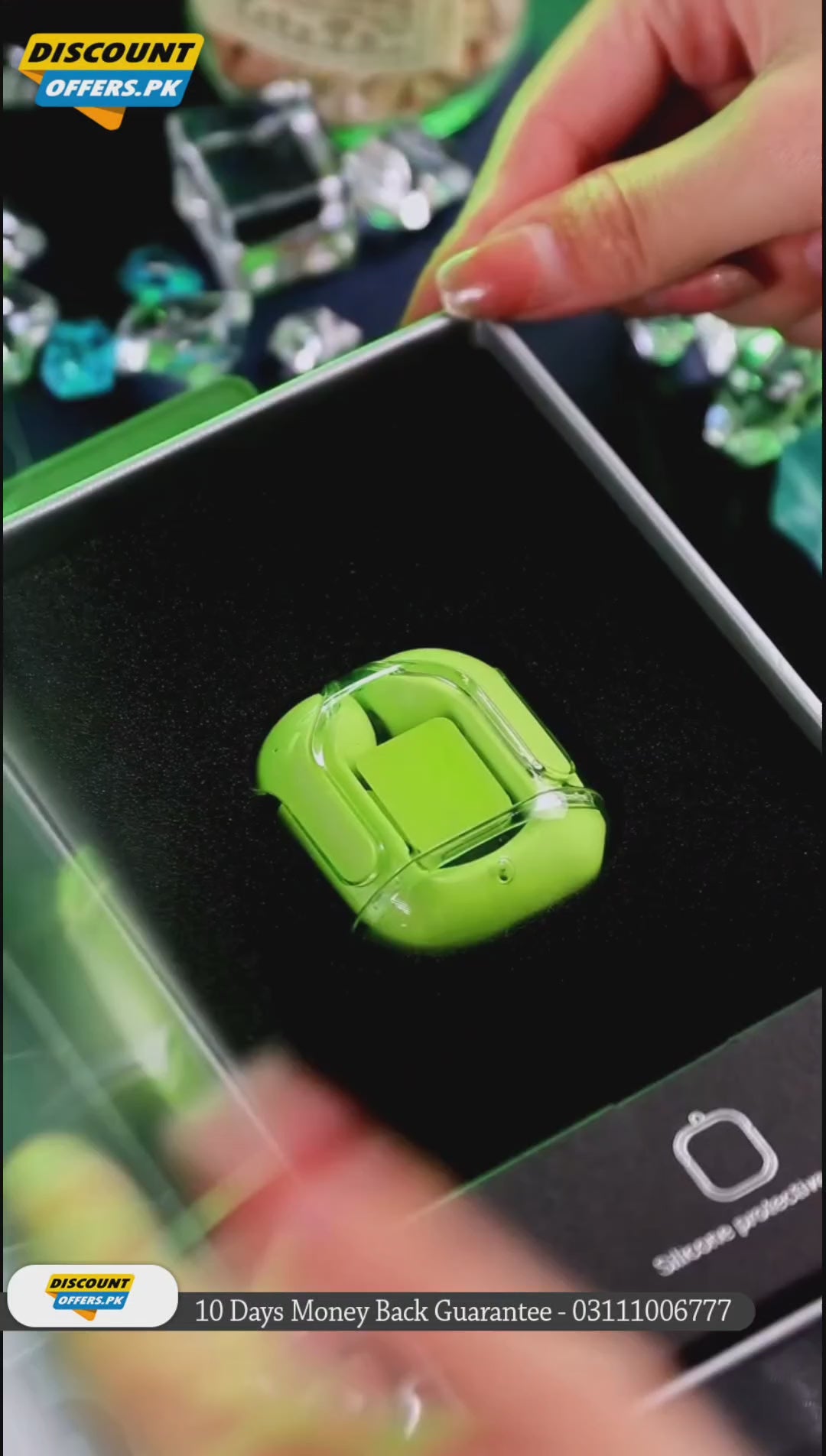 Azaadi Sale Offer Premium Quality Air 31 Transparent Crystal Bluetooth Wireless Earbuds Head Set for Clear Loud & Distortion Free Sound