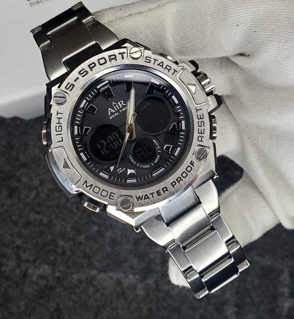 AIIR S Sports Dual Time Clock Chain Wristwatch For Men