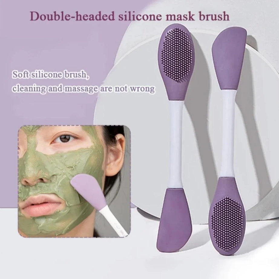 (Pack of 3) Double-headed Silicone Mask Brush Face Cleansing and Applying Mud Mask Beauty Salon Special Brush