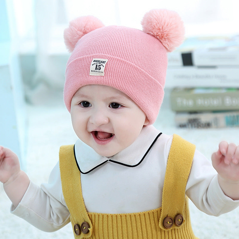 Woolen Warm Double Pom Pom Cap Beanie Hat and Muffler Winter Accessories for Baby Boys and Girls