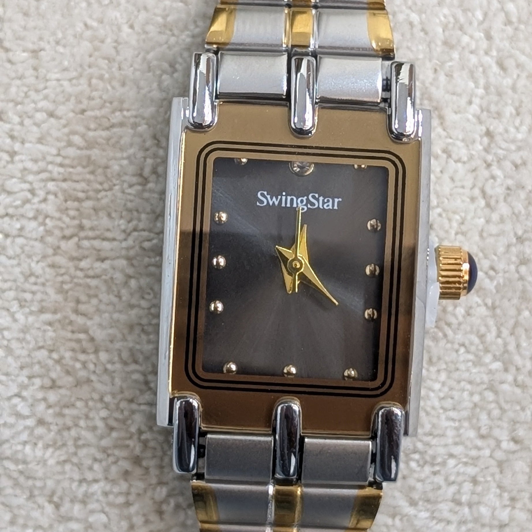 Swingstar Silver & Black Dial with Gold-Line Women Watch
