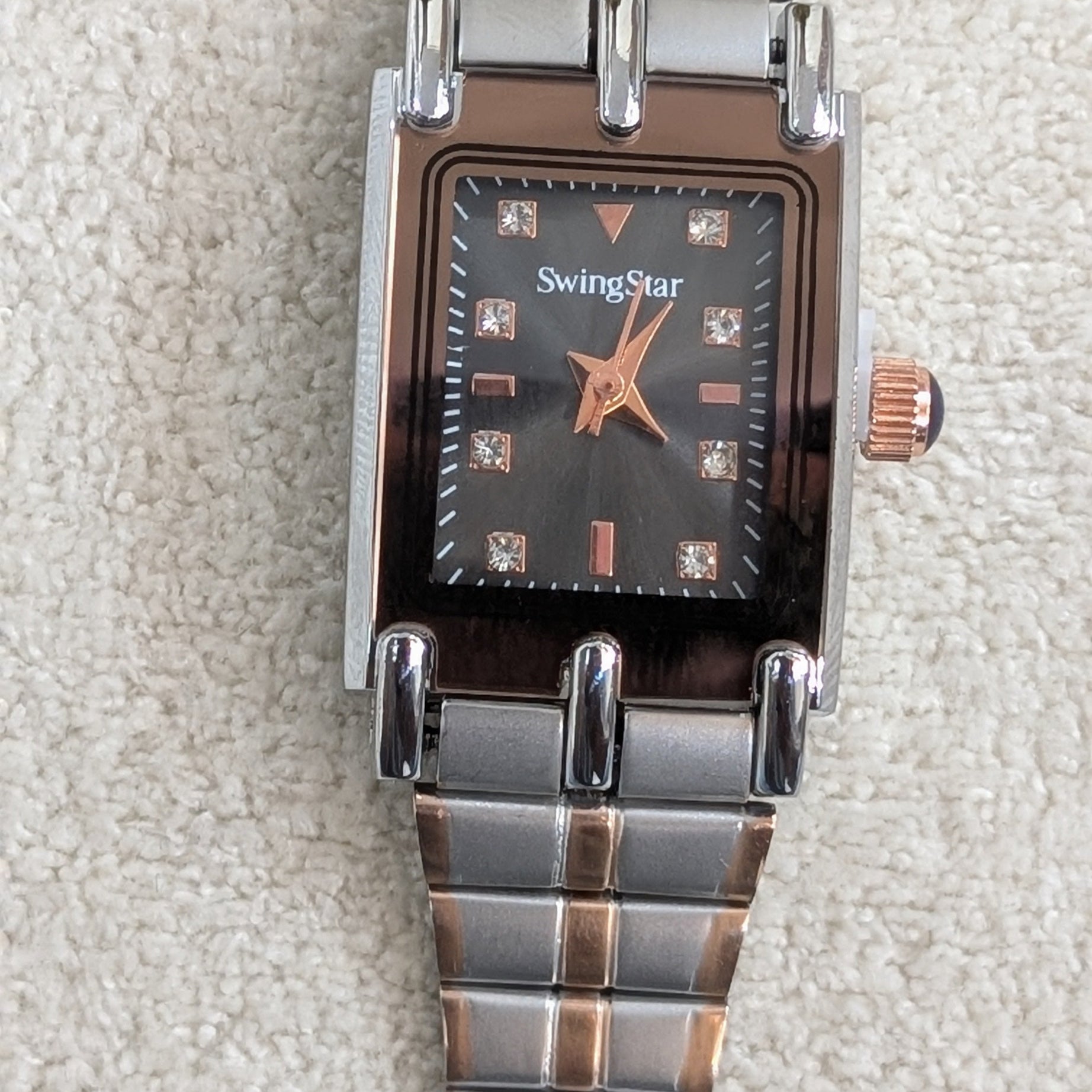 Swingstar Silver & Black Dial with Brown-Line Women Watch