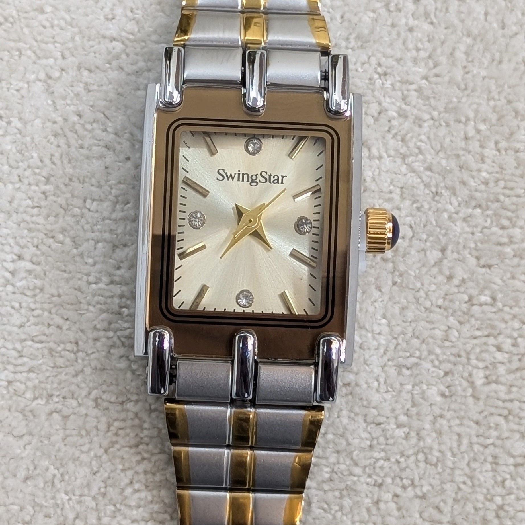 Swingstar Silver & White Dial with Gold-Line Women Watch