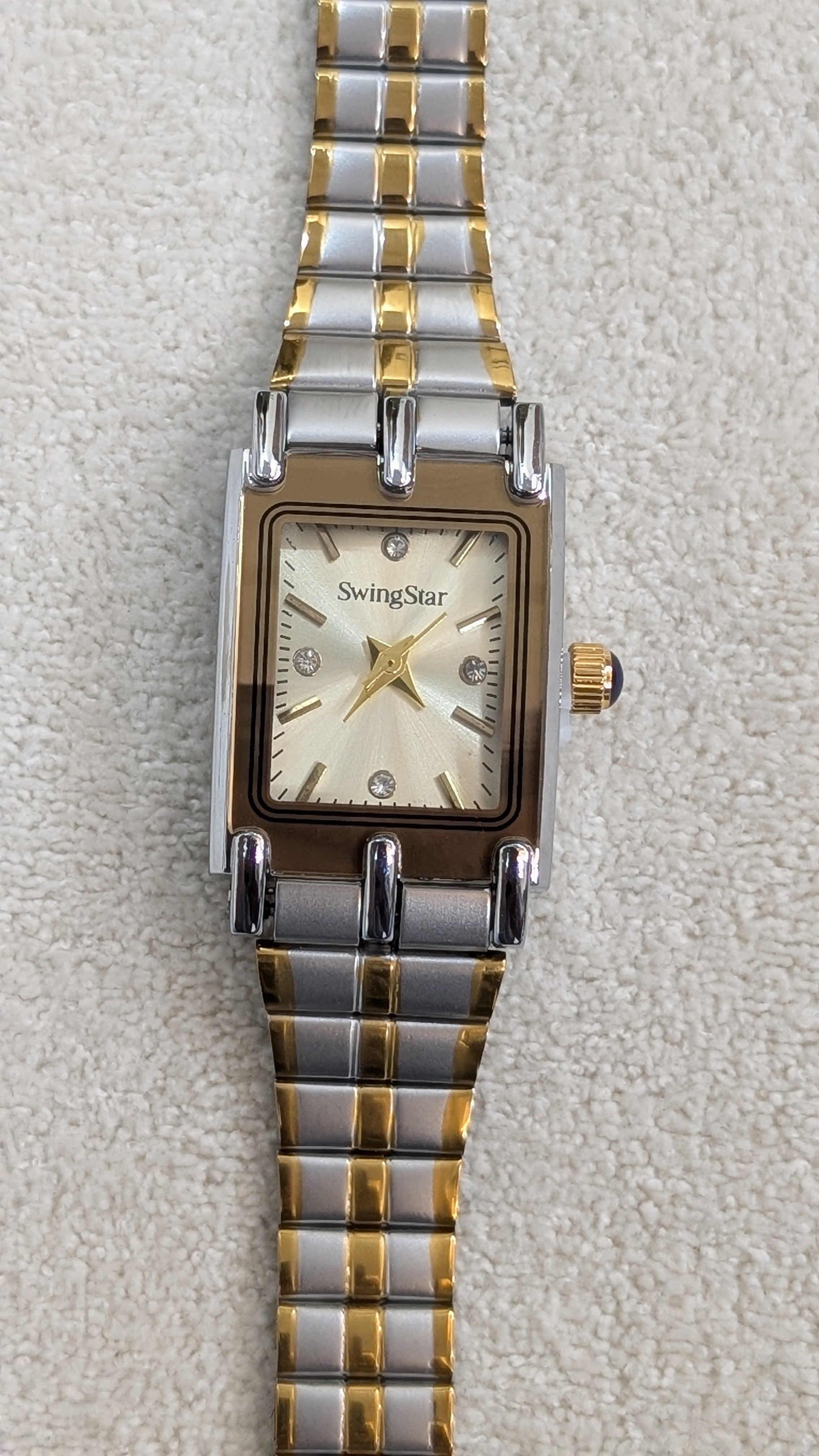 Swingstar Silver & White Dial with Gold-Line Women Watch