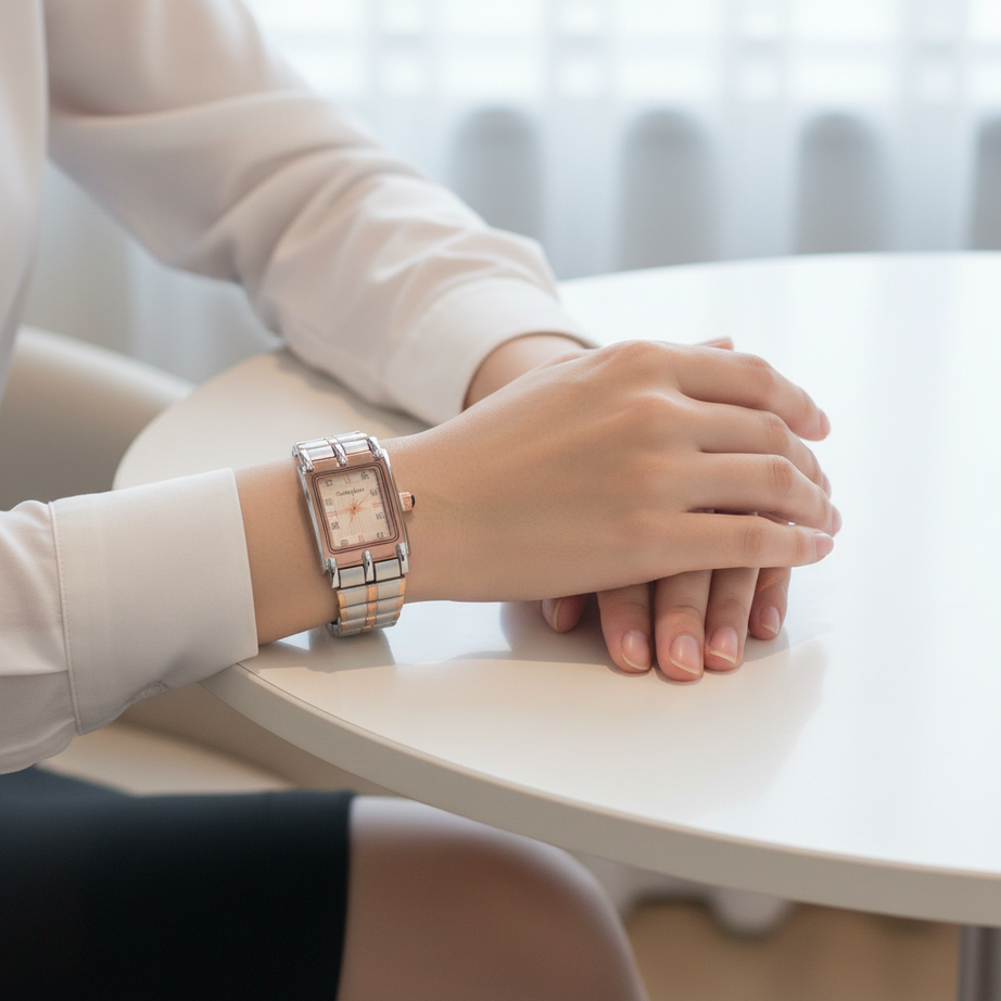 Swingstar Silver & White Dial with Brown-Line Women Watch