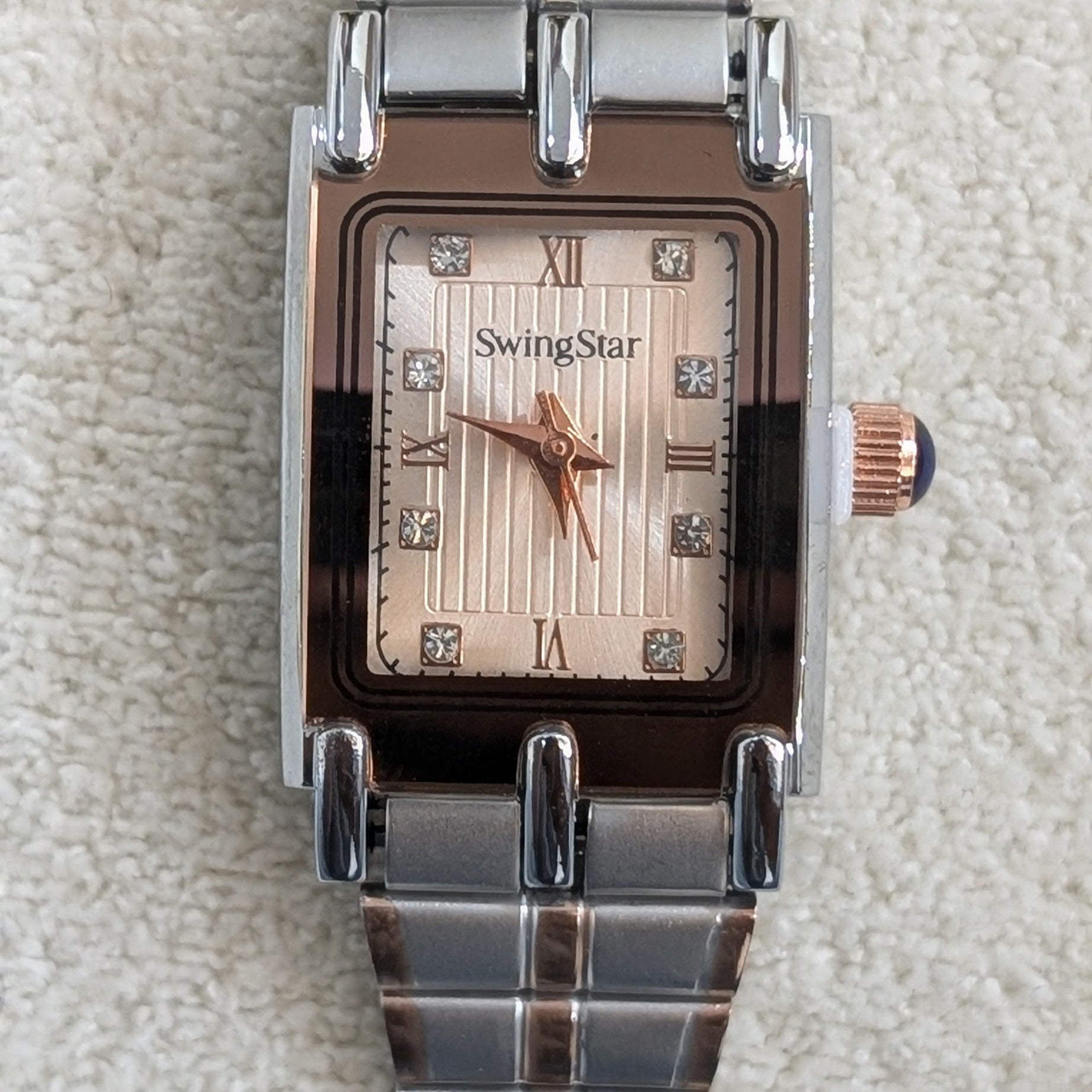 Swingstar Silver & White Dial with Brown-Line Women Watch