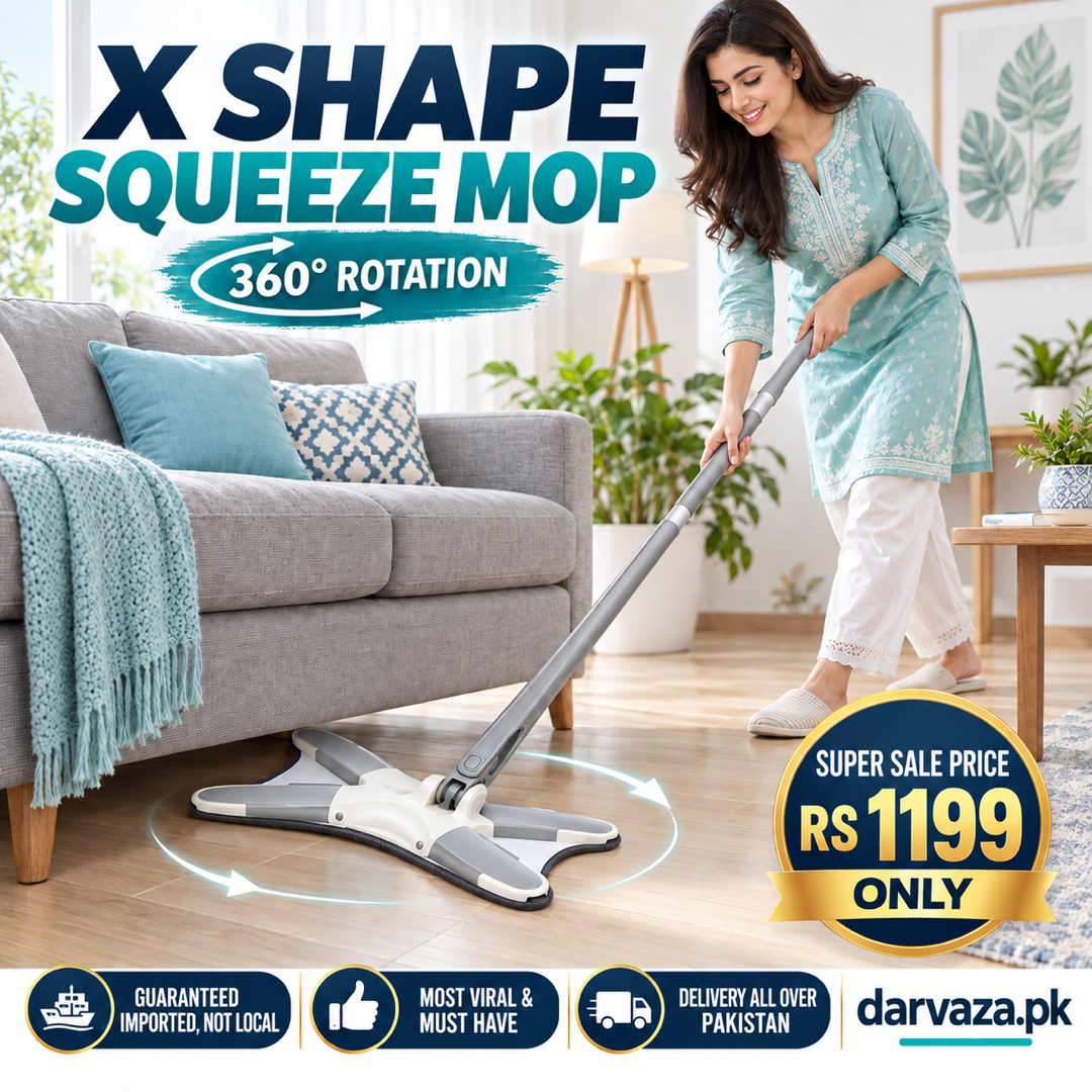 X Shape Squeeze Mop with 360° Rotation